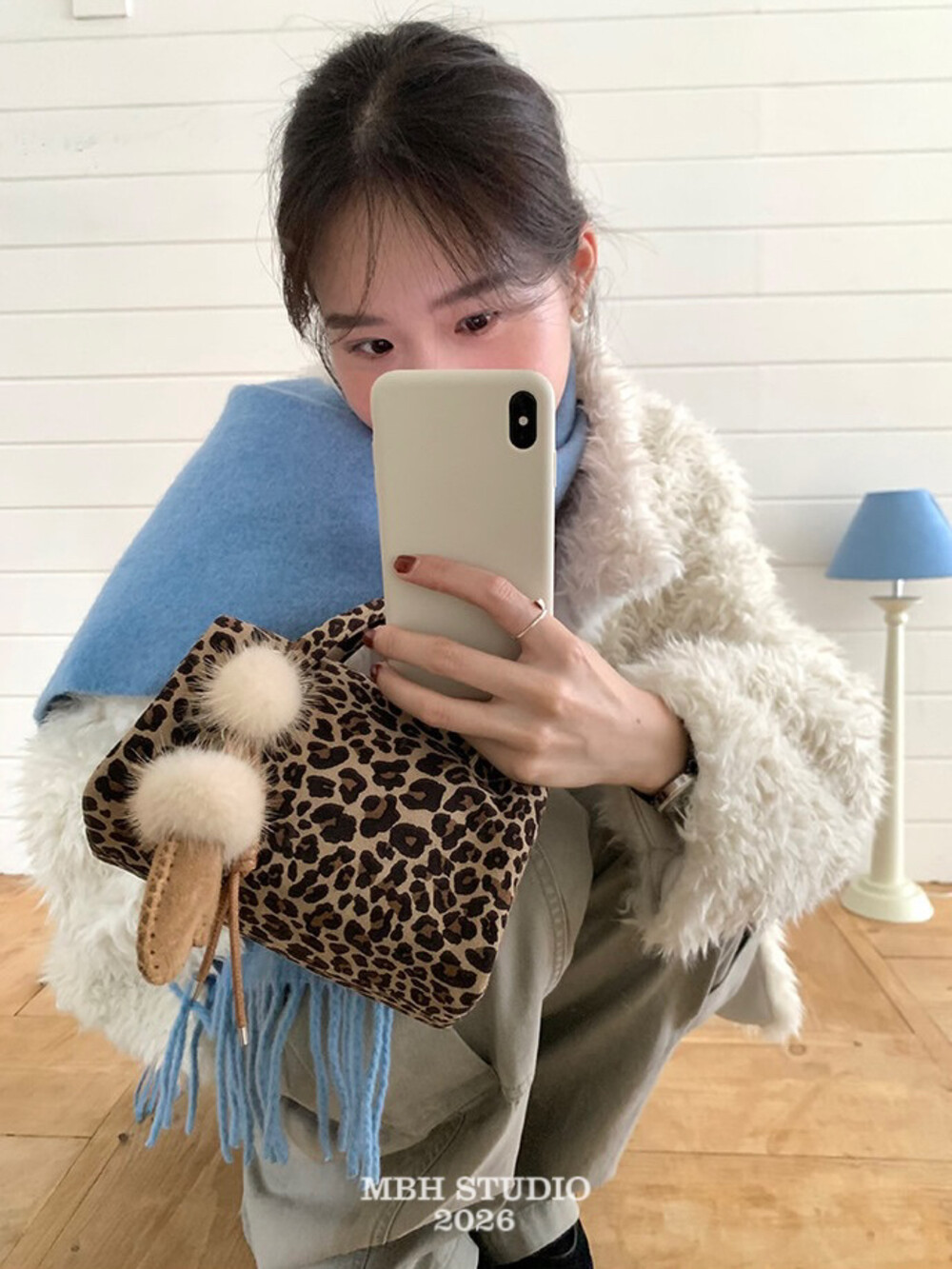 MBH Vintage Leopard Print Matte Leather Toast Bag Small Genuine Leather Handbag Without Charm