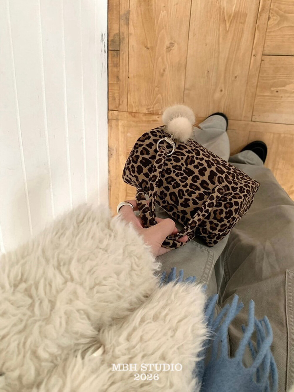 MBH Vintage Leopard Print Matte Leather Toast Bag Small Genuine Leather Handbag Without Charm - Image 3
