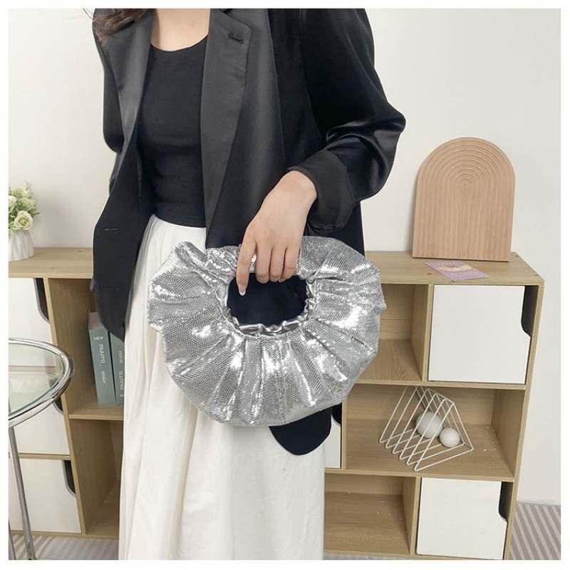 Summer New Pleated Sequin Ring Handbag Versatile Fashion Crossbody Bag Niche Design High Quality - Image 2