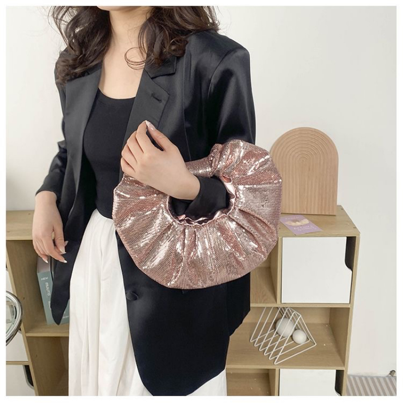 Summer New Pleated Sequin Ring Handbag Versatile Fashion Crossbody Bag Niche Design High Quality - Image 3