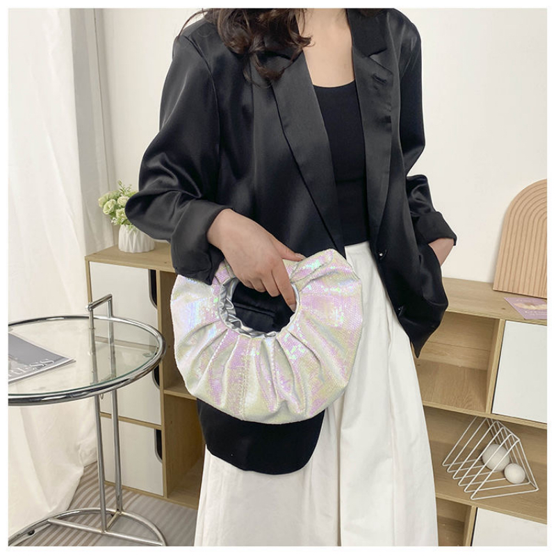 Summer New Pleated Sequin Ring Handbag Versatile Fashion Crossbody Bag Niche Design High Quality - Image 4