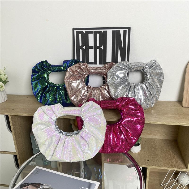 Summer New Pleated Sequin Ring Handbag Versatile Fashion Crossbody Bag Niche Design High Quality - Image 5