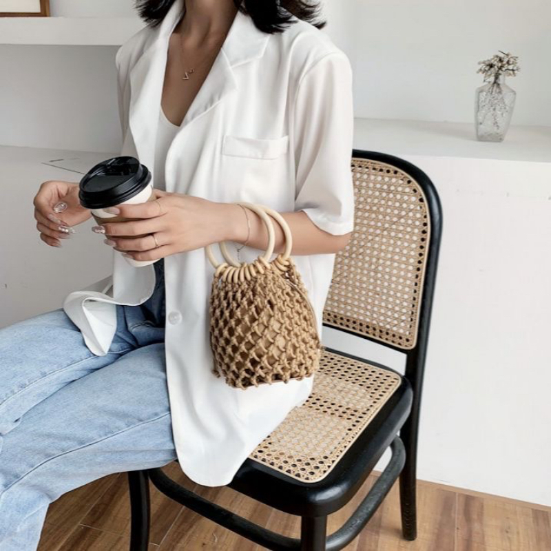 Straw Woven Bucket Shoulder Bag 2026 Spring Women's Casual Beach Tote - Image 4