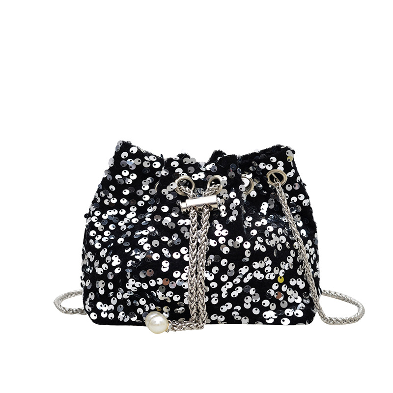 Trendy Sequin Bucket Bag for Women 2026 Chain Shoulder Evening Bag - Image 5