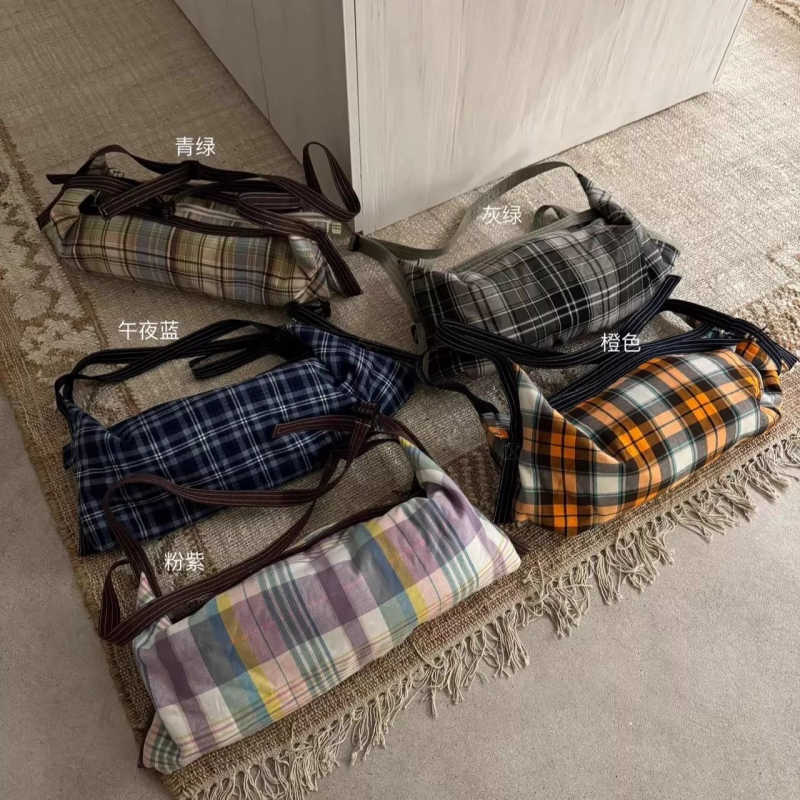 helloSeptember Retro Plaid Color Block Quilted Single Shoulder Bag Women Small Versatile Commuter Underarm Bag