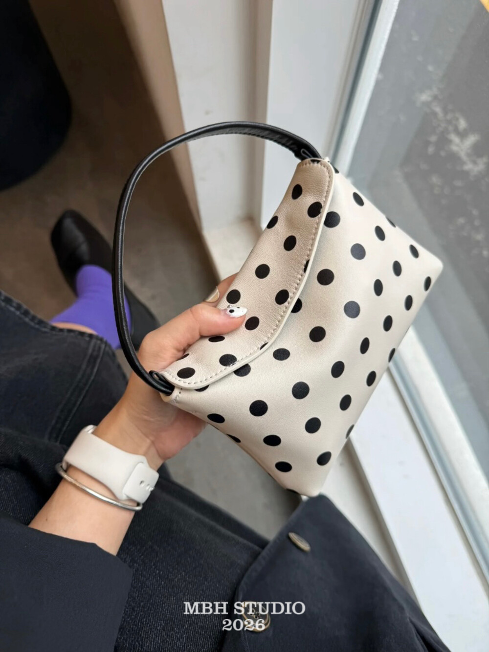 MBH Polka Dot Mahjong Bag 2026 Summer New French Chain Crossbody Handbag with Chain - Image 3
